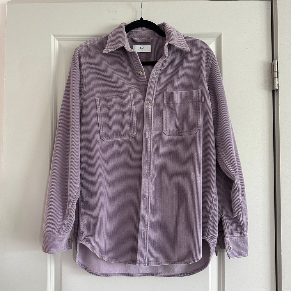 Aritzia TNA Corduroy Button-Up Shirt in Lavender